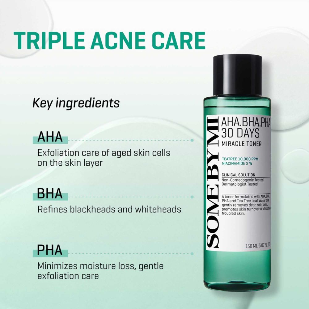 Some by Mi AHA-BHA-PHA 30 Days Miracle Toner Soothes the Skin
